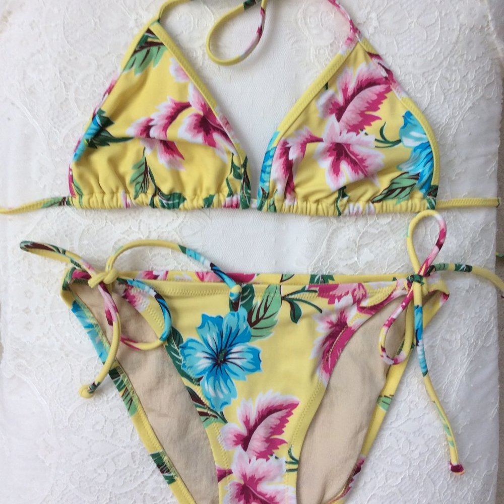 Victoria's Secret Swim Yellow Floral Bikini XS